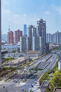 上海城市建筑马路风光背景图片
