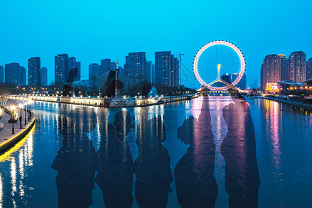 河边夜景摩天轮夜景设计图片