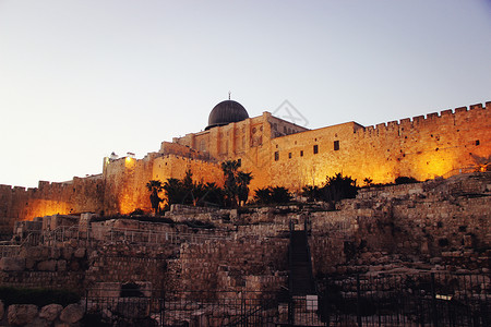 耶路撒冷老城阿克萨清真寺背景