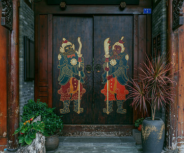 中国古建筑元素古建筑大门背景