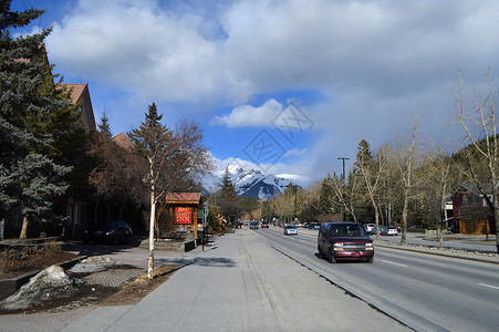 加拿大班夫国家公园小镇背景图片