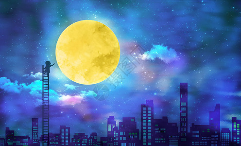 月幻想插画背景图片