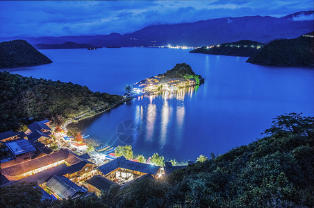 泸沽湖景区夜景旅游高清图片素材