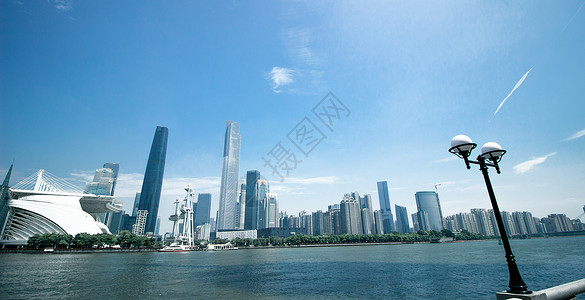 江北城金融中心隔江而望广州国际金融中心背景
