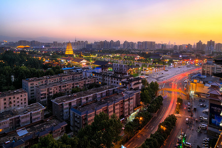 西安城市夜景大雁塔图片