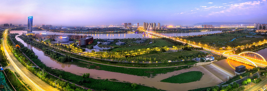 陕西夜景西安浐灞全景背景