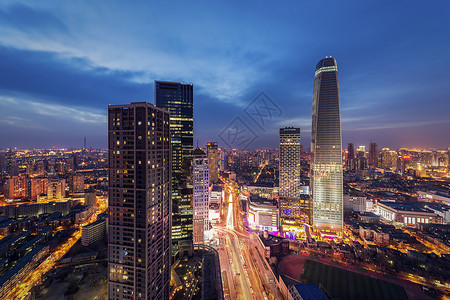 南京路天津城市建筑风光夜景背景