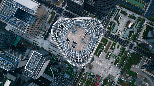 航拍宁波南商圈金融高楼图片素材