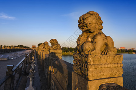 秋公园卢沟桥东方雄狮历史的见证者背景