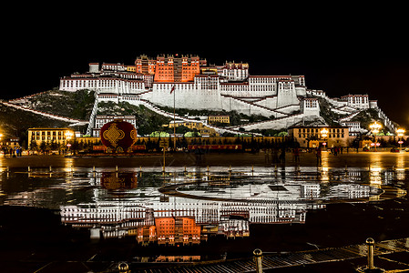 宏伟宫殿布达拉宫夜景背景