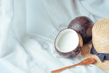 椰香奶茶自制甜品椰奶冻背景