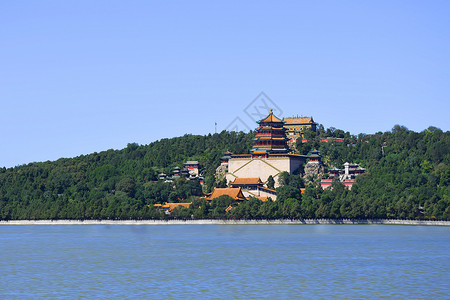 北京颐和园古建筑风景颐和园古建筑背景