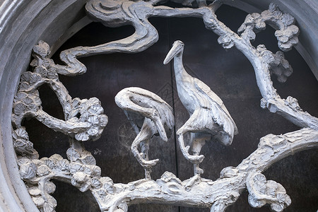 鱼虫中国元素砖雕艺术背景