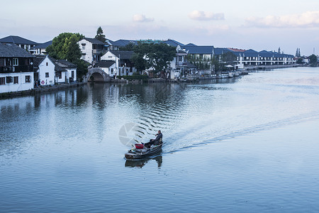 古镇小河江南古镇朱家角背景