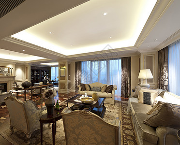 欧式奢华客厅室内设计效果图背景图片