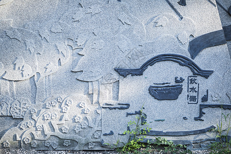 墙绘素材黑白墙面上雕刻中国元素背景