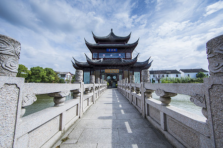 雕花栏杆中国元素古建筑背景