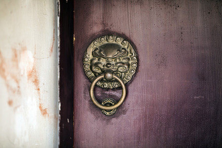 中国元素古建筑门环图片