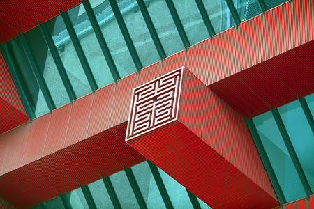 世博中国馆中国红背景图片
