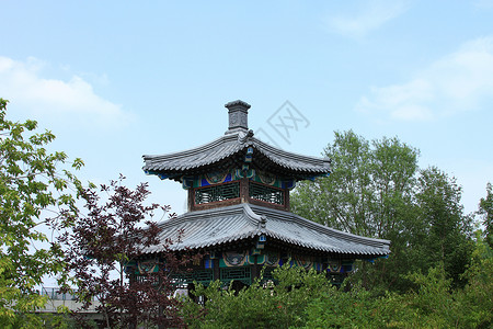 乘凉避雨亭中国亭园背景