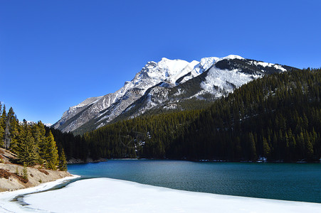 加拿大滑雪lakeminnewanka高清图片