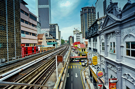 城市建筑风貌吉隆坡轻轨背景