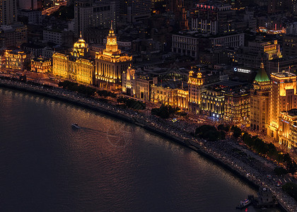 上海城市风光外滩夜景陆家嘴高清图片素材