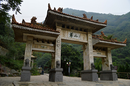 或华山陕西华山景区建筑实拍背景