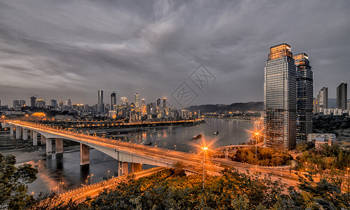 重庆长江大桥灯光景观背景图片