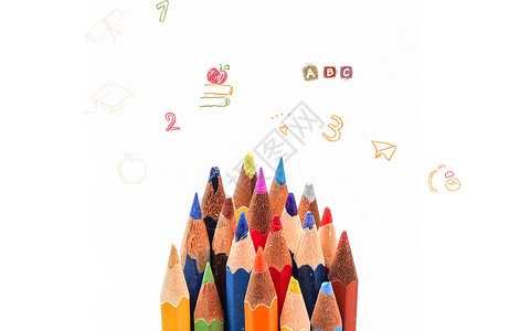 铅笔排列彩色铅笔思维开发设计图片
