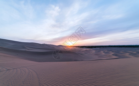 沙漠治理沙漠日落风光背景