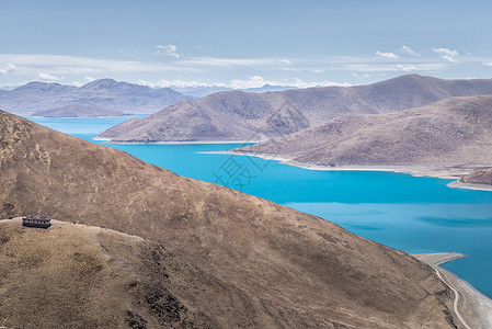 碧玉湖西藏羊卓雍措湖远景背景