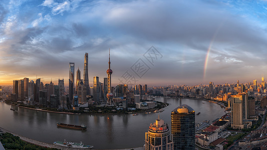 标志性建筑物上海东方明珠外滩城市建筑风光背景