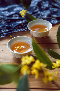 酒和茶素材中秋饮品桂花茶背景