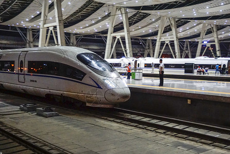动车火车头北京的高铁火车站背景