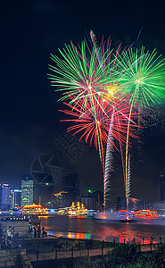 灯光斑斓上海的国庆夜背景