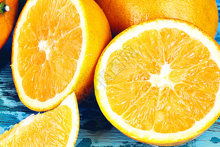橙蓝色橙子的色彩背景