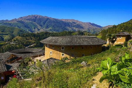 永定土楼远山乡野厦门周边旅游背景