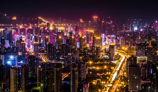 太原南站五彩缤纷的城市夜景背景