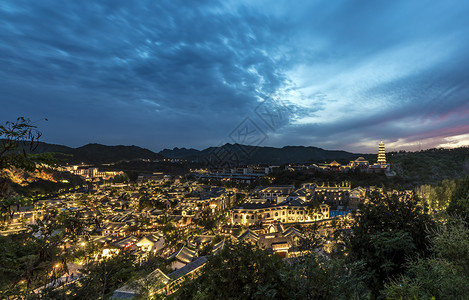 河内郊区景色古北水镇夜景背景