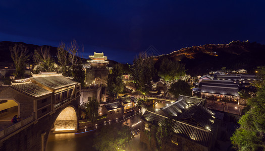 河镇古北水镇夜景背景