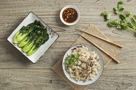 家常饭菜米饭大排饭高清图片