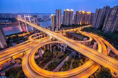 夜晚的光重庆鹅公岩立交桥背景