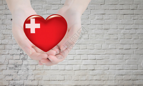 和红十字会手捧医疗爱心背景设计图片