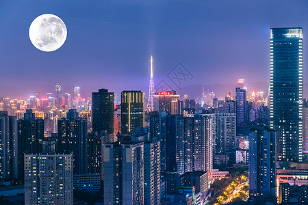 月亮城市重庆城市夜景背景