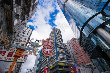 纹绣招牌香港街景背景