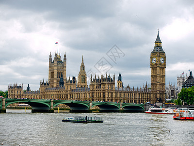 英国泰晤士河伦敦国会大楼背景