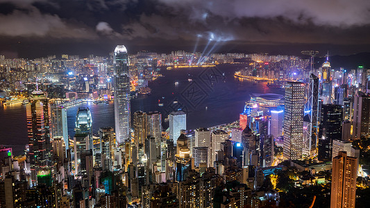 港湾图标香港夜景背景