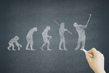 人类手黑板上的人类进化史设计图片