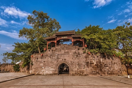 中国艺术风重庆涞滩古镇背景